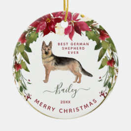 Ornamento De Cerâmica A foto do seu cão do Feliz Natal german shepherd |