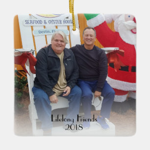 Ornamento De Cerâmica A foto dos amigos por toda a vida 2 2 anos 2 tomou