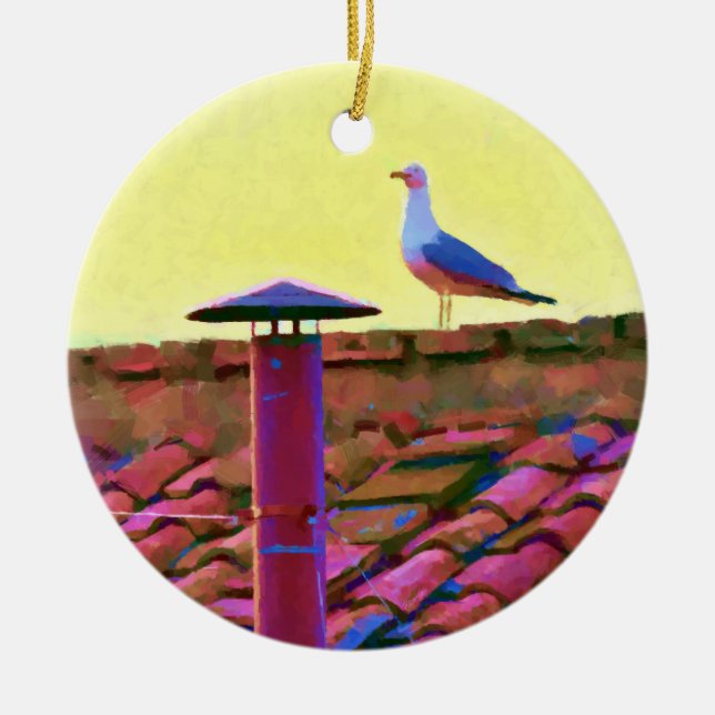 Ornamento De Cerâmica A gaivota numa tarde de Conclave (Frente)