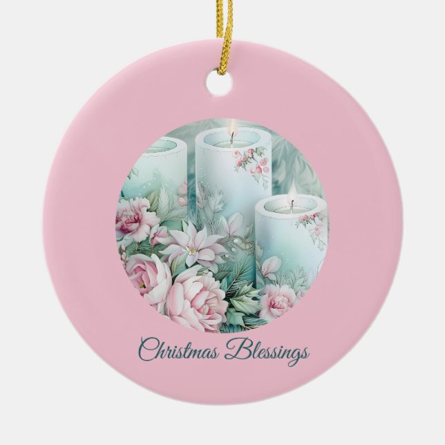 Ornamento De Cerâmica A Gentle Light – Pastel Christmas Card (Frente)