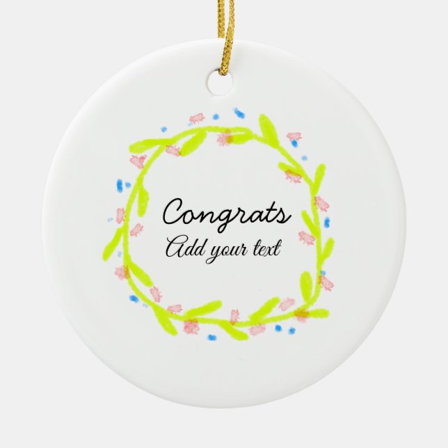 Ornamento De Cerâmica A graduação mínima simples de parabéns adiciona (Frente)