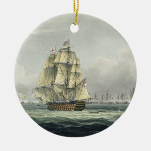 Ornamento De Cerâmica A HMS Victory que navega para a linha francesa