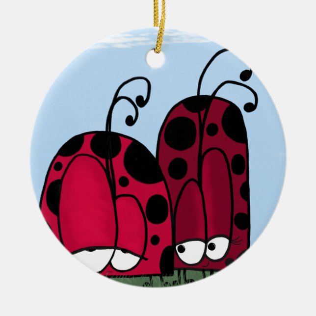 Ornamento De Cerâmica A Ilustração de Ladybug de Amor Sem Solicitação (Frente)