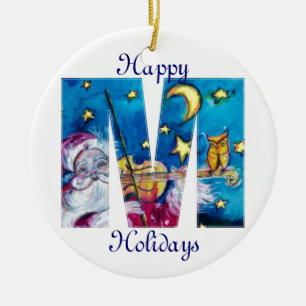 ORNAMENTO DE CERÂMICA A LETRA DO NATAL M/INSPIROU O MONOGRAMA DO PAPAI