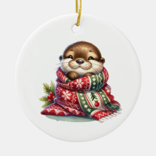 Ornamento De Cerâmica A lona de Natal em um Scarf