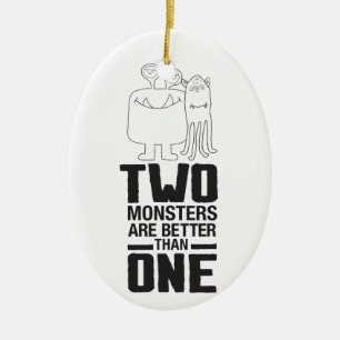 Ornamento De Cerâmica A Mão Desenhou Dois Monstros De Arte, Monstro, Art