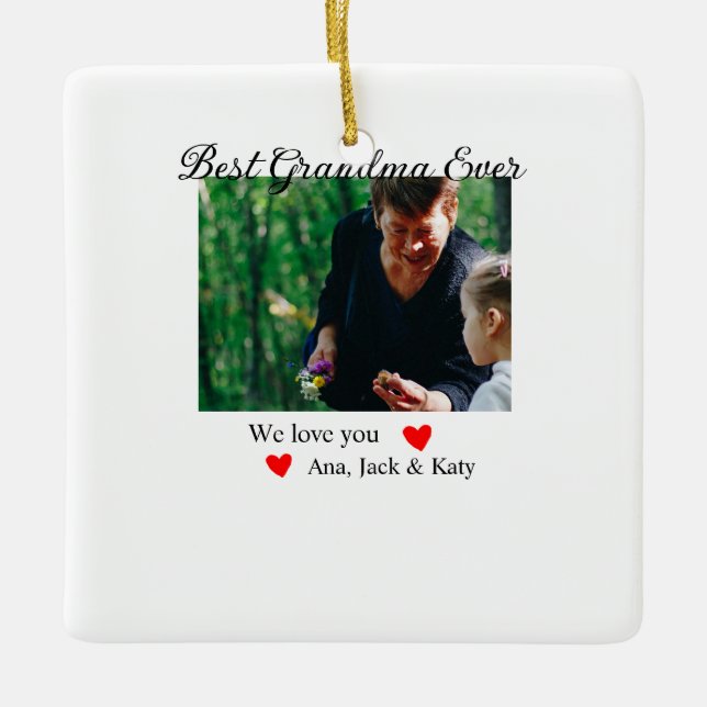 Ornamento De Cerâmica A melhor vovó de colagem fotográfica que te amamos (Frente)