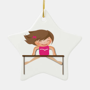 Ornamento De Cerâmica A menina personalizada da GINÁSTICA barra