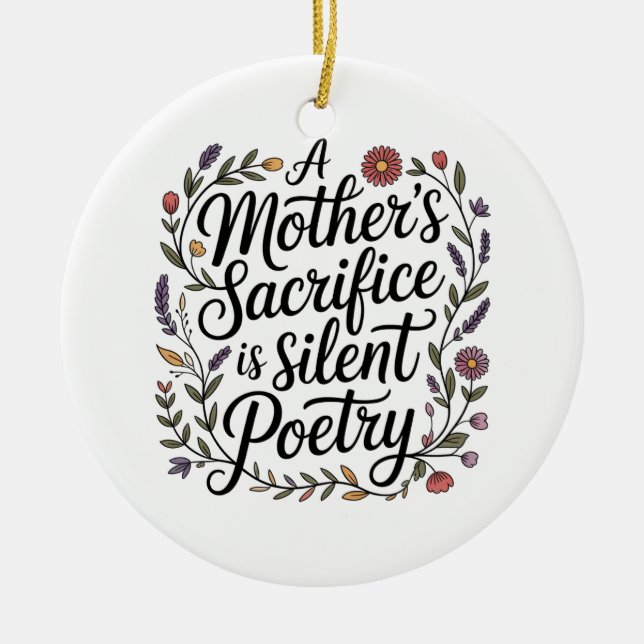 Ornamento De Cerâmica A Mother's Sacrifice Is Silent Poetry (Frente)