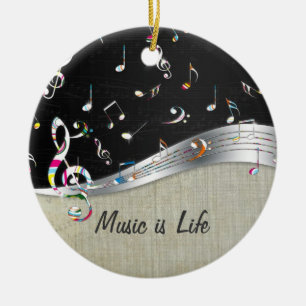 Ornamento De Cerâmica A "música é notas coloridas legal impressionante