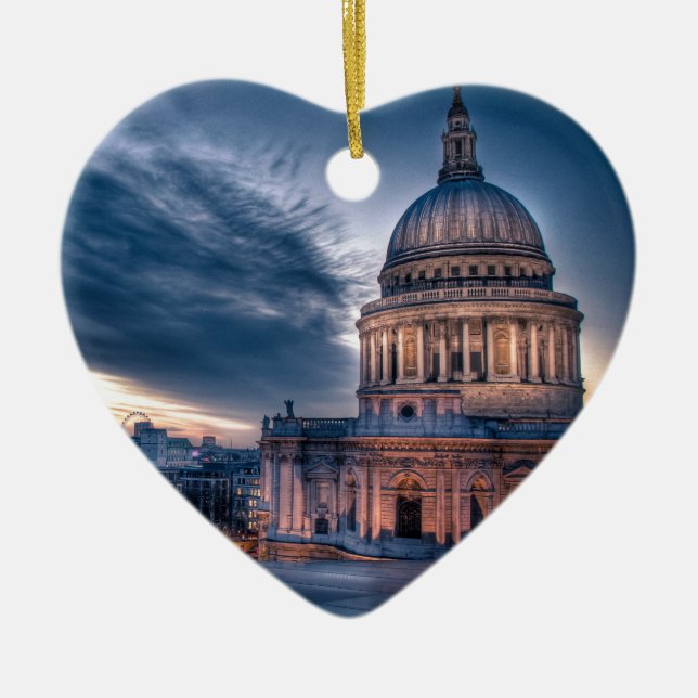 Ornamento De Cerâmica A noite cai sobre a catedral de St Paul, Londres (Frente)