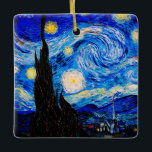 Ornamento De Cerâmica A Noite Estrelada de Vincent Van Gogh<br><div class="desc">Vincent Van Gogh Na Noite Estrelada. Esta é uma antiga obra-prima do pintor mestre holandês Vincent Van Gogh. Esta pintura de paisagem artística fina tem uma cor bela,  vibrante e saturada. Vincent Van Gogh era um pintor impressionista holandês. Esta imagem está no dominio público</div>