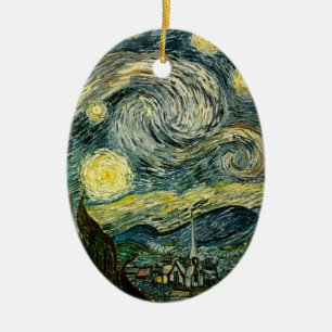 Ornamento De Cerâmica A noite estrelado de Vincent van Gogh (1889)