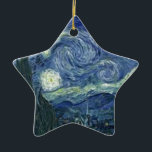 Ornamento De Cerâmica A Noite Estrelado Van de Gogh (The Starry Night)<br><div class="desc">From the moment of his arrival in Arles, on 8 February 1888, Van Gogh was constantly preoccupied with the representation of “night effects”. In April 1888, he wrote to his brother Theo: “I need a starry night with cypresses or maybe above a field of ripe wheat.” In June, he confided...</div>