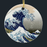 Ornamento De Cerâmica A Onda de Excelente de Kanagawa<br><div class="desc">Vintage arte japonesa A onda Excelente de Kanagawa ou a onda ...  trabalho de arte no estilo ukiyo-e de um mestre excelente Katsushika Hokusai ...  arte vintage em produtos modernos do Zazilicious</div>