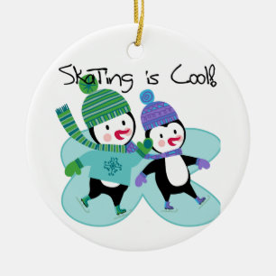 Ornamento De Cerâmica A patinagem dos pinguins é legal