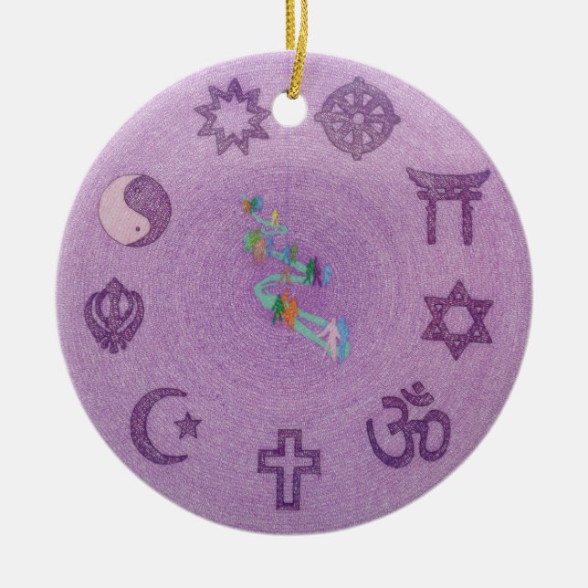 Ornamento De Cerâmica A paz de maio prevalece na mandala da terra (Frente)