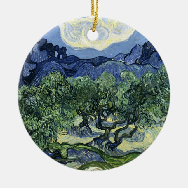 Ornamento De Cerâmica A pintura paisagística das oliveiras de Van Gogh (Frente)
