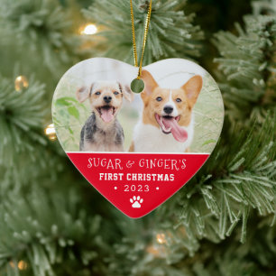 Ornamento De Cerâmica A primeira pata de Natal do Pet imprime uma foto