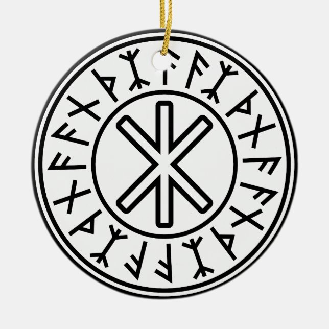 Ornamento De Cerâmica A proteção No.2 de Odin (preto) (Frente)