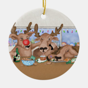 Ornamento De Cerâmica A rena do papai noel que comporta-se mal o