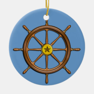 Ornamento De Cerâmica A roda do navio náutico