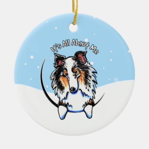 Ornamento De Cerâmica A Sheltie Azul É Tudo Sobre Mim Natal
