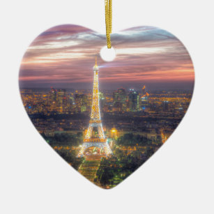 Ornamento De Cerâmica A torre Eiffel na noite, Paris France