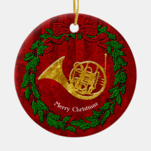 Ornamento De Cerâmica A trompa francesa Dourado do olhar de vidro