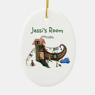 Ornamento De Cerâmica A Velha Mulher No Calçado (Cabeça De Porta)