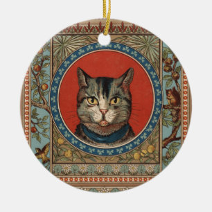 Ornamento De Cerâmica A vida do gato do vintage para amantes do gatinho