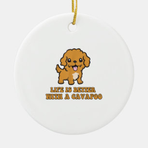 Ornamento De Cerâmica A Vida É Melhor Com Um Cavapoo - Um Cachorro Engra