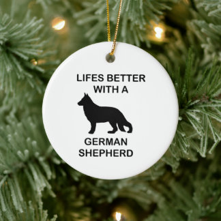 Ornamento De Cerâmica a vida é melhor com um german shepherd
