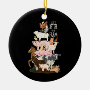 Ornamento De Cerâmica A vida é melhor na fazenda, animais fofos, campo 
