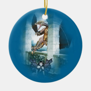 Ornamento De Cerâmica A Vignette do Dragão