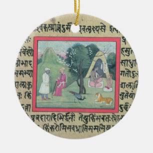 Ornamento De Cerâmica A visita de um chefe de Rajput a um eremita de um