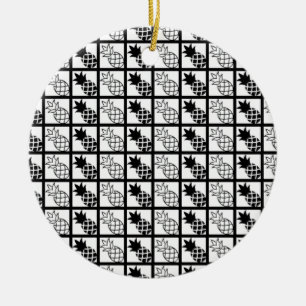 Ornamento De Cerâmica abacaxi design preto e branco