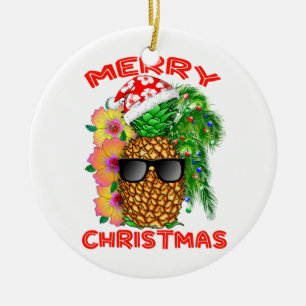Ornamento De Cerâmica Abacaxi do papai noel do Feliz Natal