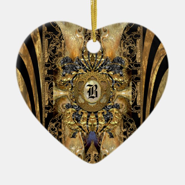 Ornamento De Cerâmica Abasham Victorian Monograma (Frente)