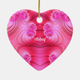 Ornamento De Cerâmica ABBEY ~VALENTINE HEART ~ Rosa Fractal ~