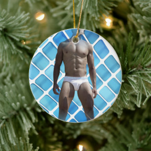 Ornamento De Cerâmica abdômen definido de homem musculoso da SlipperyJoe