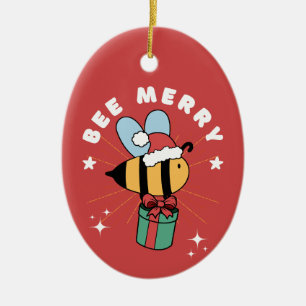 ORNAMENTO DE CERÂMICA ABELHA MERRY CHRISTMAS TREE ORNAMENT
