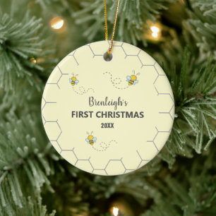 Ornamento De Cerâmica Abelhas de Bumble Adoráveis Cerâmicas Personaliz