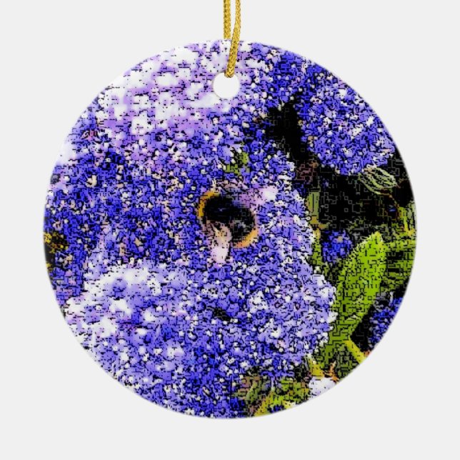 Ornamento De Cerâmica Abelhas De Flor Ceanothus (Frente)