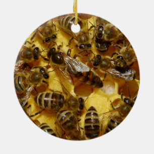 Ornamento De Cerâmica Abelhas do mel na colmeia com a rainha no meio