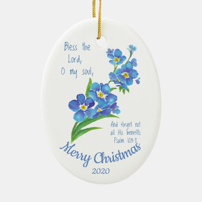 Ornamento De Cerâmica Abençoo de Natal Datado e Personalizado (Verso)