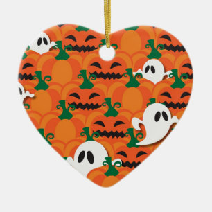 Ornamento De Cerâmica Abóbora Assombrada do Halloween Fantasmas