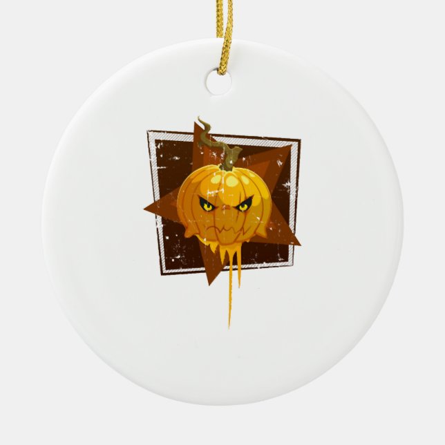 Ornamento De Cerâmica abóbora de Halloween (Frente)
