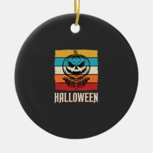 Ornamento De Cerâmica Abóbora de Halloween Caveira Retro Vintage