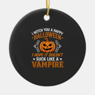 Ornamento De Cerâmica Abóbora de Vampiro de Halloween Engraçado